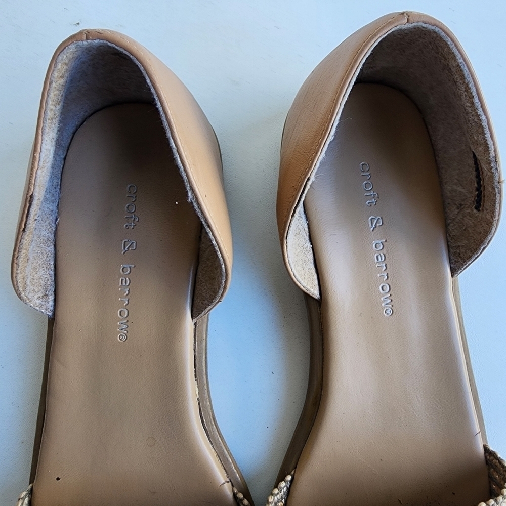 Croft & Barrow Tan Beige Leather Stretch Strappy Sandals Size 8.5 - Picture 4 of 8